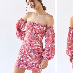 UO Kiss the Sky Floral Off-the-Shoulder Mini Dress